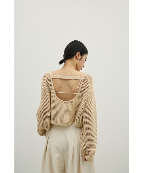 STYLEMIXER（スタイルミキサー）の「バックオープンメッシュニット（ニット/セーター・レディース・ブラック/ライトベージュ/ホワイト・FREE）」の19枚目の写真