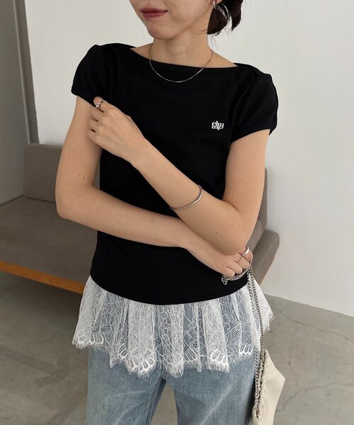 CAPRICIEUX LE'MAGE(カプリシューレマージュ)の「1ポイントボートネックT(Tシャツ/カットソー・レディース・ブラウン/ホワイト/ブラック/イエロー・FREE)」の15枚目の写真