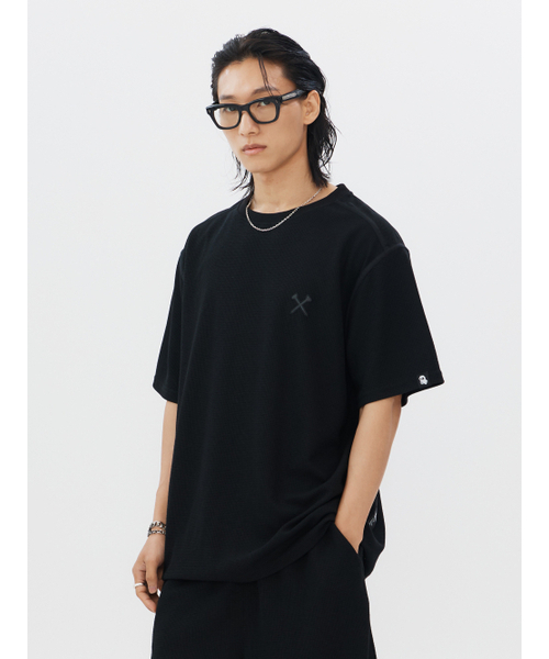 JAMIE WEST(ジェイミーウエスト)の「ゴードンワッフルウェビングポイントレギュラーTシャツ(ブラック)(Tシャツ/カットソー・レディース・その他・MEDIUM/LARGE/X-LARGE)」の1枚目の写真