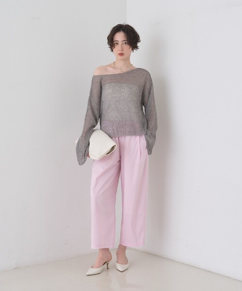 Rouge vif（ルージュヴィフ）の「【ロングセラー】【2026SS新色登場】イージーワイドパンツ/ウエストゴム/クロップド丈（その他パンツ・レディース・ピンク/オフホワイト/ネイビー・40/38/36）」の21枚目の写真