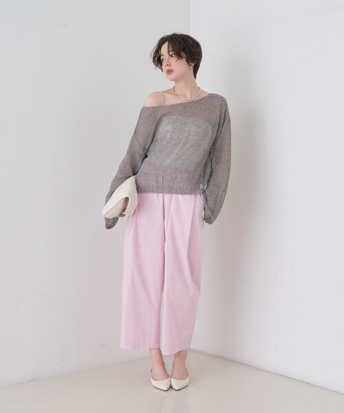 Rouge vif（ルージュヴィフ）の「【ロングセラー】【2026SS新色登場】イージーワイドパンツ/ウエストゴム/クロップド丈（その他パンツ・レディース・ピンク/オフホワイト/ネイビー・40/38/36）」の22枚目の写真