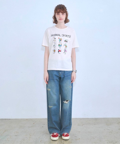 Zooodle(ズードル)の「Animal sports graphic T-shirt - アニマルスポーツグラフィックTシャツ -(Tシャツ/カットソー・メンズ・ネイビー/ホワイト・MEDIUM/LARGE)」の3枚目の写真
