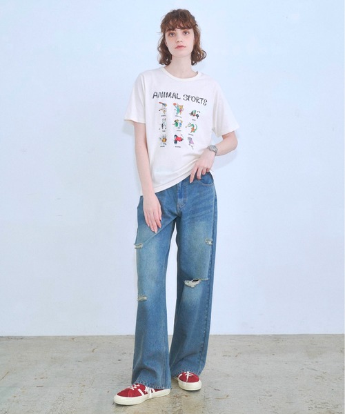 Zooodle(ズードル)の「Animal sports graphic T-shirt - アニマルスポーツグラフィックTシャツ -(Tシャツ/カットソー・メンズ・ネイビー/ホワイト・MEDIUM/LARGE)」の16枚目の写真