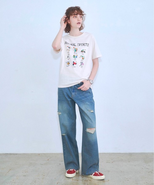 Zooodle(ズードル)の「Animal sports graphic T-shirt - アニマルスポーツグラフィックTシャツ -(Tシャツ/カットソー・メンズ・ネイビー/ホワイト・MEDIUM/LARGE)」の13枚目の写真
