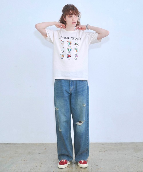 Zooodle(ズードル)の「Animal sports graphic T-shirt - アニマルスポーツグラフィックTシャツ -(Tシャツ/カットソー・メンズ・ネイビー/ホワイト・MEDIUM/LARGE)」の19枚目の写真