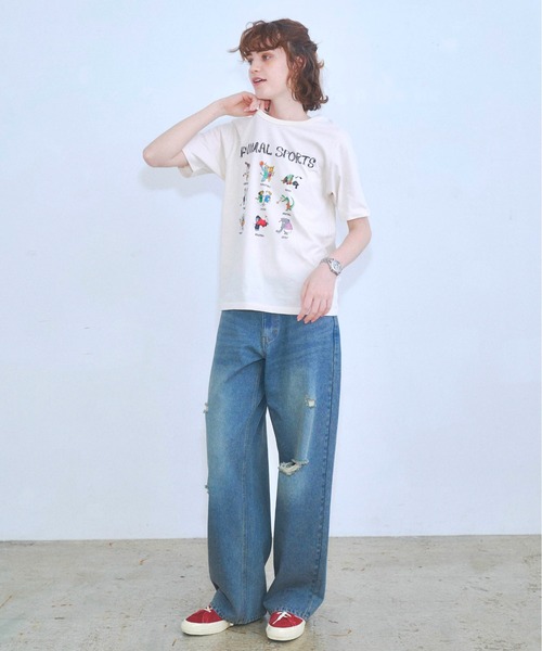 Zooodle(ズードル)の「Animal sports graphic T-shirt - アニマルスポーツグラフィックTシャツ -(Tシャツ/カットソー・メンズ・ネイビー/ホワイト・MEDIUM/LARGE)」の22枚目の写真