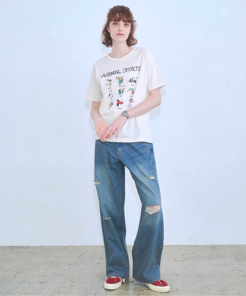 Zooodle(ズードル)の「Animal sports graphic T-shirt - アニマルスポーツグラフィックTシャツ -(Tシャツ/カットソー・メンズ・ネイビー/ホワイト・MEDIUM/LARGE)」の22枚目の写真
