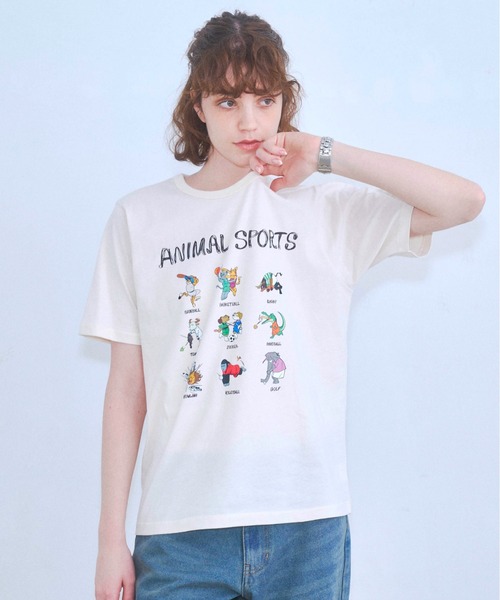 Zooodle(ズードル)の「Animal sports graphic T-shirt - アニマルスポーツグラフィックTシャツ -(Tシャツ/カットソー・メンズ・ネイビー/ホワイト・MEDIUM/LARGE)」の14枚目の写真