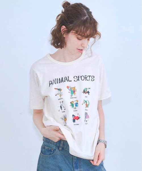 Zooodle(ズードル)の「Animal sports graphic T-shirt - アニマルスポーツグラフィックTシャツ -(Tシャツ/カットソー・メンズ・ネイビー/ホワイト・MEDIUM/LARGE)」の20枚目の写真