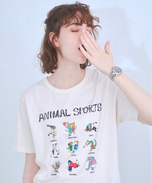 Zooodle(ズードル)の「Animal sports graphic T-shirt - アニマルスポーツグラフィックTシャツ -(Tシャツ/カットソー・メンズ・ネイビー/ホワイト・MEDIUM/LARGE)」の21枚目の写真