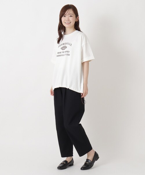 one'sterrace（ワンズテラス）の「カレッジロゴ入り 5分袖ドロストプルオーバー（Tシャツ/カットソー・レディース・グリーン系その他6/アイボリー系8/グレー系その他7・02）」の12枚目の写真
