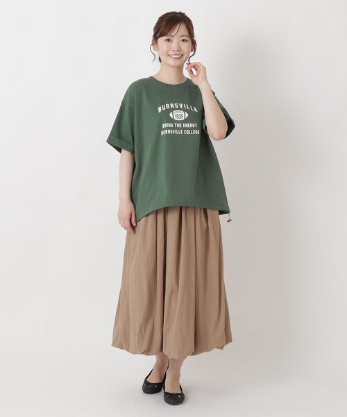 one'sterrace（ワンズテラス）の「カレッジロゴ入り 5分袖ドロストプルオーバー（Tシャツ/カットソー・レディース・グリーン系その他6/アイボリー系8/グレー系その他7・02）」の14枚目の写真
