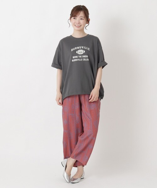 one'sterrace（ワンズテラス）の「カレッジロゴ入り 5分袖ドロストプルオーバー（Tシャツ/カットソー・レディース・グリーン系その他6/アイボリー系8/グレー系その他7・02）」の16枚目の写真