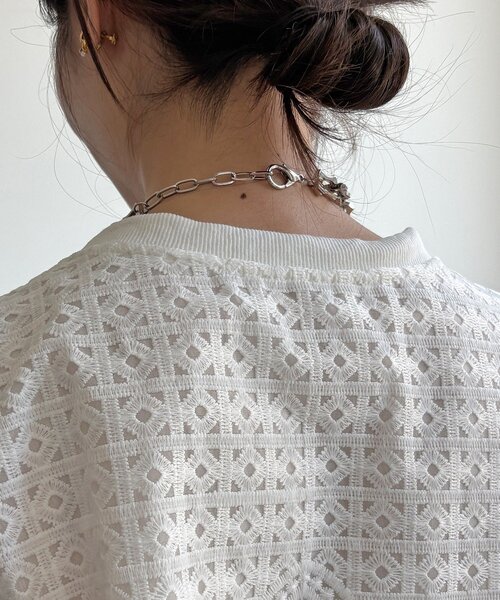 DouDou(ドゥドゥ)の「【WEB限定】レース×オーガンジーフリルプルオーバー(Tシャツ/カットソー・レディース・ブラック/オフホワイト・FREE)」の16枚目の写真