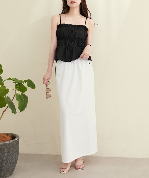 natural couture(ナチュラルクチュール)の「【水着】スリット付きロングスカート(水着・レディース・オフホワイト/ブラック/ブラウン・FREE)」の2枚目の写真