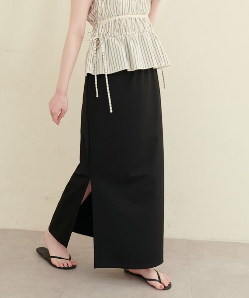 natural couture(ナチュラルクチュール)の「【水着】スリット付きロングスカート(水着・レディース・オフホワイト/ブラック/ブラウン・FREE)」の8枚目の写真