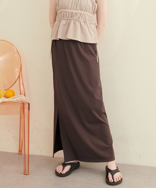 natural couture(ナチュラルクチュール)の「【水着】スリット付きロングスカート(水着・レディース・オフホワイト/ブラック/ブラウン・FREE)」の19枚目の写真