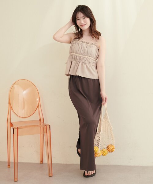 natural couture(ナチュラルクチュール)の「【水着】スリット付きロングスカート(水着・レディース・オフホワイト/ブラック/ブラウン・FREE)」の21枚目の写真
