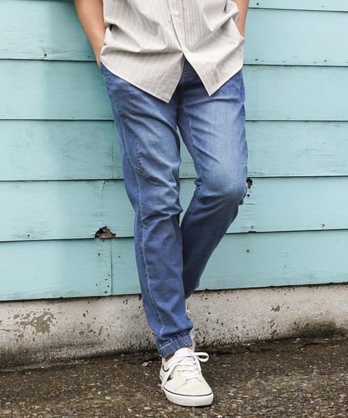 BAYFLOW(ベイフロー)の「【ストレッチ】ソフトデニムジョグパンツ(デニムパンツ・メンズ・スカイブルー/ライトブルー・MEDIUM/LARGE)」の1枚目の写真