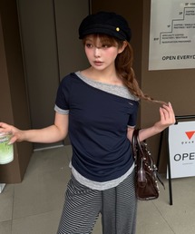 RAY CASSIN | オフショルレイヤード半袖Tシャツ(Tシャツ/カットソー)
