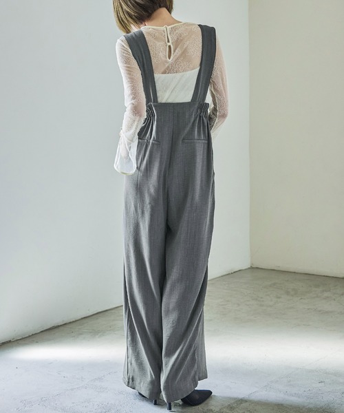Fashion Letter（ファッションレター）の「タックワイドサロペット スラックス（サロペット/オーバーオール・レディース・ブラック/チャコール・M）」の10枚目の写真