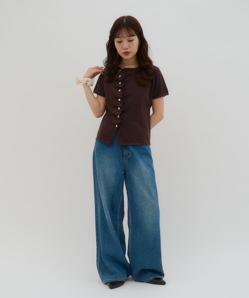 DISCOAT(ディスコート)の「【umm.】ドレープ半袖カーディガン(カーディガン/ボレロ・レディース・ベビーピンク/レモンイエロー/オフホワイト/サックスブルー/ライトグレー/ネイビー/ブラウン・FREE)」の21枚目の写真