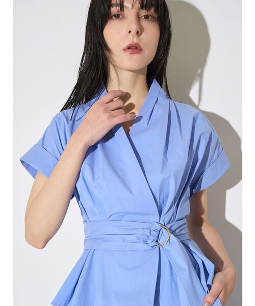 ELENDEEK（エレンディーク）の「レイヤードカシュクールワンピース（ワンピース・レディース・ブルー/カーキ・2/1）」の18枚目の写真