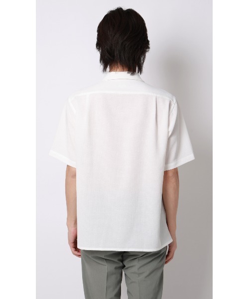 AOYAMA(アオヤマ)の「リネンライクオープンカラーシャツ【半袖】【Reflax】(シャツ/ブラウス・メンズ・ホワイト/チャコールグレー・LL/L/M/S)」の5枚目の写真