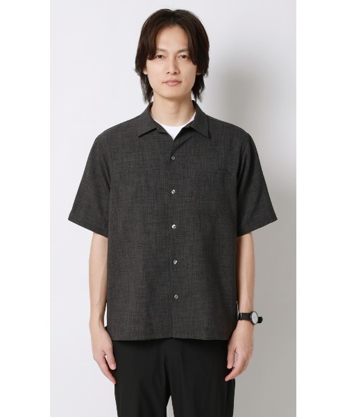 AOYAMA(アオヤマ)の「リネンライクオープンカラーシャツ【半袖】【Reflax】(シャツ/ブラウス・メンズ・ホワイト/チャコールグレー・LL/L/M/S)」の12枚目の写真