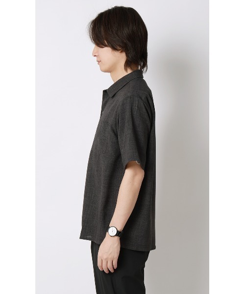 AOYAMA(アオヤマ)の「リネンライクオープンカラーシャツ【半袖】【Reflax】(シャツ/ブラウス・メンズ・ホワイト/チャコールグレー・LL/L/M/S)」の13枚目の写真