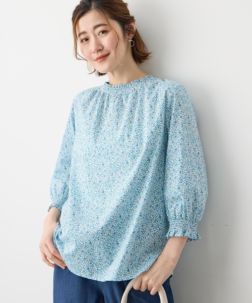 Petit Honfleur(プチオンフルール)の「【Liberty】リバティプリント衿フリルブラウス(シャツ/ブラウス・レディース・ブルー/グリーン/イエロー/ネイビー・9号/11号)」の10枚目の写真
