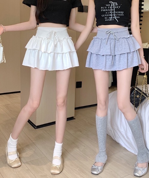 Teem Store（チームストア）の「【インパン付】スウェットフリルミニスカート（スカート・レディース・ブラック/グレー/ホワイト・S/M）」の6枚目の写真