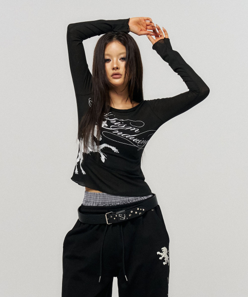 SCHISM INDUCING(スキズムインデューシング)の「HORSE FLARED SLEEVE TOP BLACK(Tシャツ/カットソー・レディース・その他・FREE)」の5枚目の写真