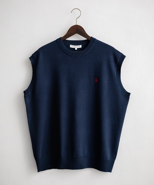 U.S. POLO ASSN.（ユーエスポロアッスン）の「U.S. POLO ASSN. ユーエスポロアッスン サマーニットプルオーバーベスト（ベスト・メンズ・ブラック/チャコール/ネイビー/ピンク・M/L/XL）」の5枚目の写真