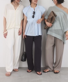 セール】《新色》ルナサテンナローフレアタックパンツ（スラックス