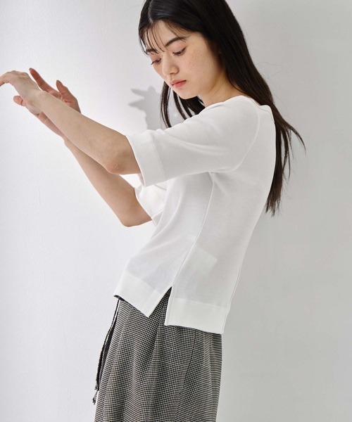 STUDIOUS(ステュディオス)の「【STUDIOUS/ステュディオス】Luxury Cotton Boat Neck Tee/ラグジュアリーコットンボートネックT(Tシャツ/カットソー・レディース・ホワイト/ブラック/ネイビー/レッド・FREE)」の15枚目の写真