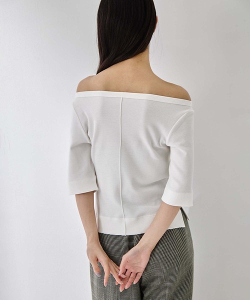 STUDIOUS(ステュディオス)の「【STUDIOUS/ステュディオス】Luxury Cotton Boat Neck Tee/ラグジュアリーコットンボートネックT(Tシャツ/カットソー・レディース・ホワイト/ブラック/ネイビー/レッド・FREE)」の20枚目の写真