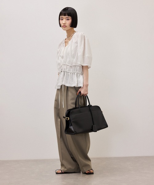 ADAM ET ROPE'（アダムエロペ）の「ウエストギャザーリボンブラウス（シャツ/ブラウス・レディース・ホワイト系その他3/ブラウン系その他2/サックスブルー・FREE）」の7枚目の写真