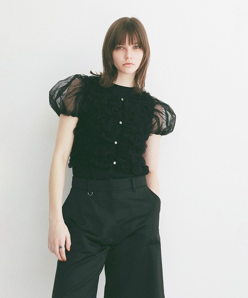 CLANE(クラネ)の「TULLE VEST LAYERED TOPS(Tシャツ/カットソー・レディース・ホワイト/ブラック/ブルー・1/2)」の13枚目の写真