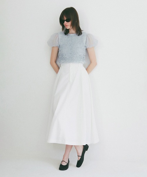 CLANE(クラネ)の「TULLE VEST LAYERED TOPS(Tシャツ/カットソー・レディース・ホワイト/ブラック/ブルー・1/2)」の21枚目の写真