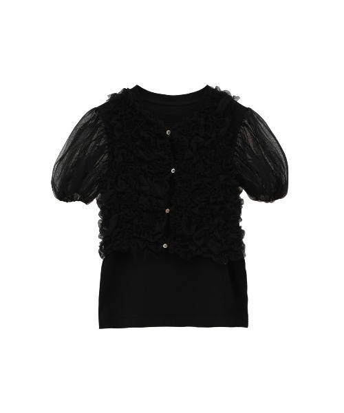 CLANE(クラネ)の「TULLE VEST LAYERED TOPS(Tシャツ/カットソー・レディース・ホワイト/ブラック/ブルー・1/2)」の22枚目の写真