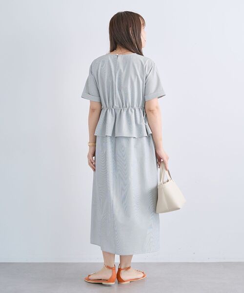 Green Parks(グリーンパークス)の「表面感ペプラムレイヤードワンピース(シャツワンピース・レディース・ダークネイビー/ストライプ/ホワイト系その他2・FREE)」の5枚目の写真