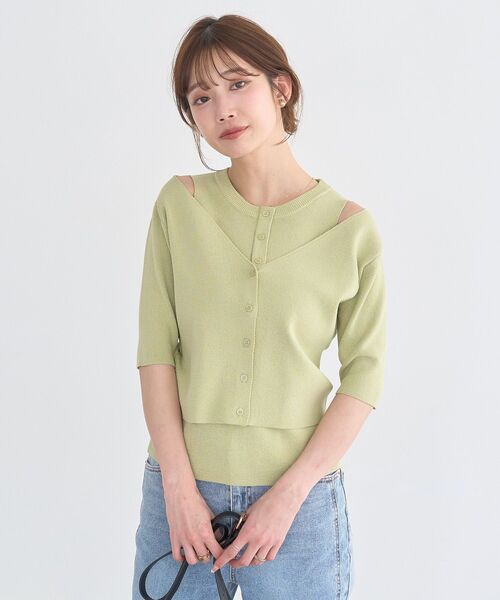 earth music&ecology(アースミュージックアンドエコロジー)の「フェイクレイヤードアメスリプルオーバー(ニット/セーター・レディース・その他6/ブラック/アイボリー・FREE)」の4枚目の写真