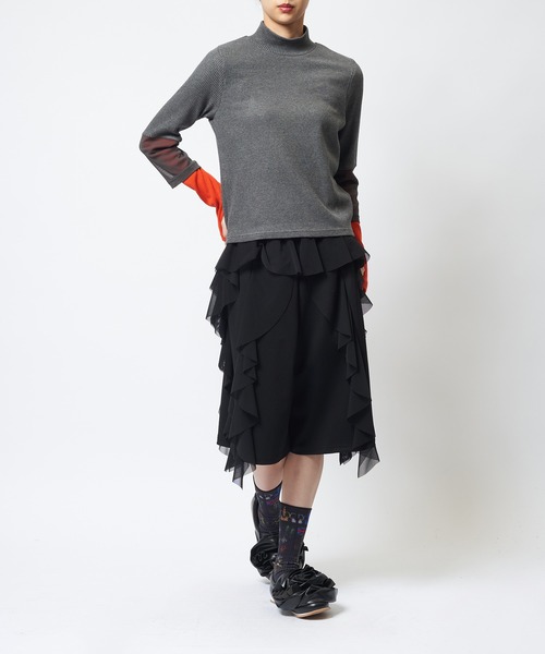 gomme（ゴム）の「フリルポンチパンツ（その他パンツ・レディース・グリーン/ブラック・MEDIUM）」の3枚目の写真
