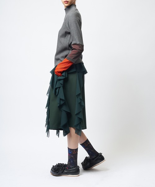 gomme（ゴム）の「フリルポンチパンツ（その他パンツ・レディース・グリーン/ブラック・MEDIUM）」の5枚目の写真