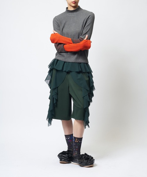 gomme（ゴム）の「フリルポンチパンツ（その他パンツ・レディース・グリーン/ブラック・MEDIUM）」の6枚目の写真