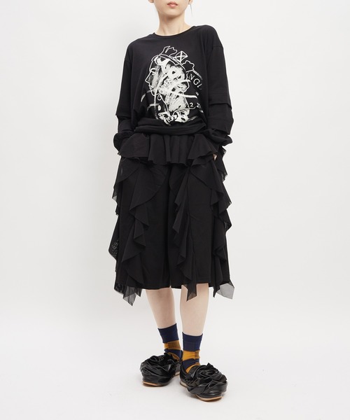 gomme（ゴム）の「フリルポンチパンツ（その他パンツ・レディース・グリーン/ブラック・MEDIUM）」の7枚目の写真