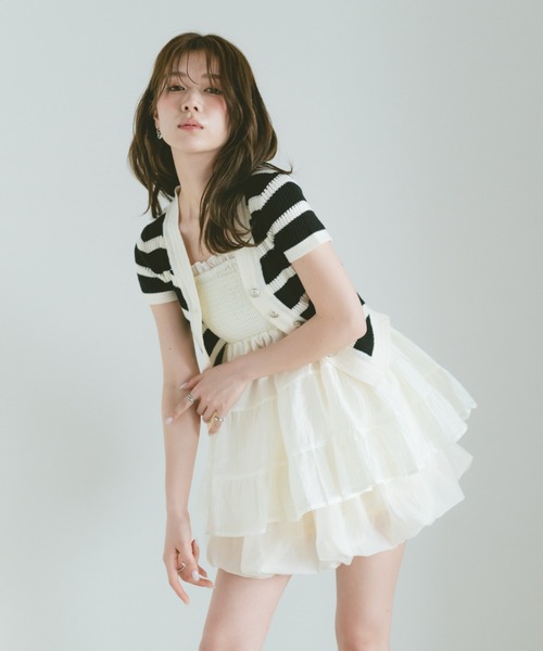 VANNIE U（ヴァニーユー）の「シアーシフォンバルーンミニスカート（スカート・レディース・ブルー/アイボリー/ブラック・FREE）」の18枚目の写真