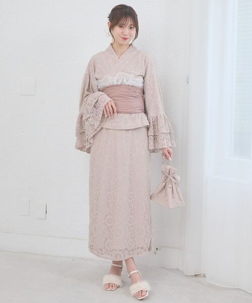MAJESTIC LEGON（マジェスティックレゴン）の「ワンピにもなるレース浴衣セット（浴衣・レディース・ブルー/ピンクベージュ・MEDIUM）」の14枚目の写真