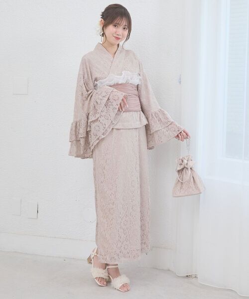 MAJESTIC LEGON（マジェスティックレゴン）の「ワンピにもなるレース浴衣セット（浴衣・レディース・ブルー/ピンクベージュ・MEDIUM）」の15枚目の写真